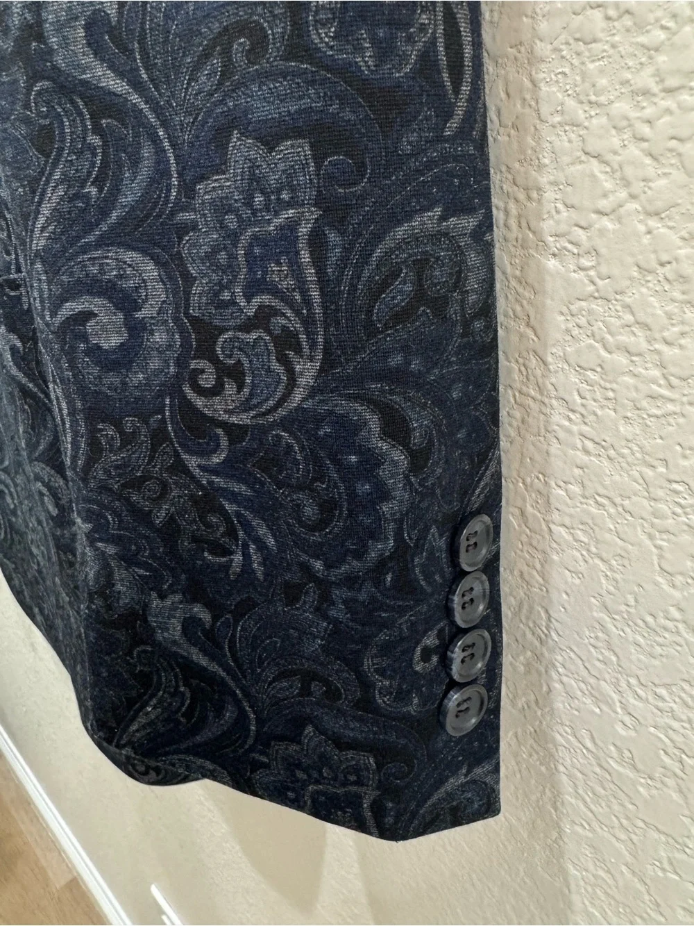 U.S. Polo Assn. Men’s 40R Paisley Knit Sport Coat Blazer Blue Stretch 2 Button